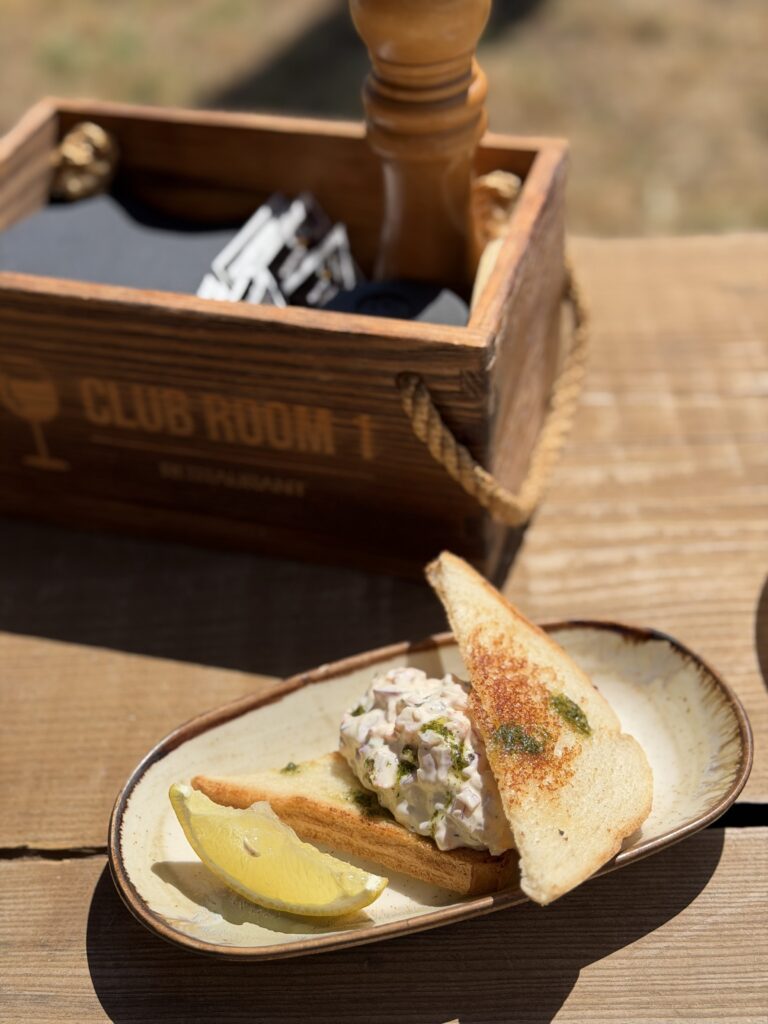 Skagen shrimp bread served at Club Room 1